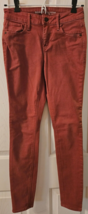 Old Navy Rockstar Womens Juniors Jeans Size 0 Brick Red Cotton Blend Mid Rise - £15.50 GBP