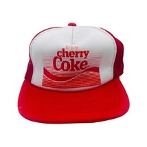 Vintage Cherry Coke Mesh Backed Snapback Trucker Cap Hat Red &amp; White - £15.92 GBP
