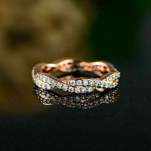 2.20 Ct Round Natural Moissanite Eternity Band Ring 14K Rose Gold Plated  - £141.93 GBP