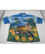 Big Dogs Hawaiian Shirt Woody Wagon Car Palm Tree Beach Men&#39;s Size Large... - $31.30