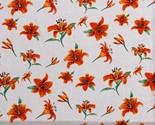 Cotton Tiger Lilies Flowers Floral White Cotton Fabric Print by the Yard... - $13.95
