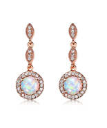 Opal &amp; Cubic Zirconia 18K Rose Gold-Plated Halo Drop Earrings - £12.67 GBP