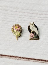 Lot Of 2 Vintage Alberta Canada White Owl &amp; Wild Rose Souvenir Travel Lapel Pins - £6.28 GBP