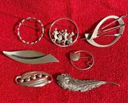 Lot of Seven (7) Vintage Beau Sterling SILVER Brooch Pins Pendant Jewelr... - £197.38 GBP