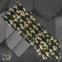 Vintage 1998 Looney Tunes Tasmanian Devil Taz Green Argyle Novelty Neck Tie - £15.95 GBP