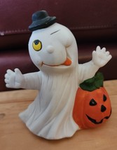 Halloween Figurine Goofy Ghost with Pumpkin Ceramic Artmark 5 Inches Vintage - £6.16 GBP