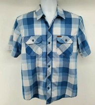 Orvis Classic Men&#39;s Shirt Size M Blue Short Sleeve Plaid Pockets Fishing - £18.58 GBP