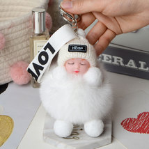 Fox fur sleeping doll plush cartoon keychain - £12.77 GBP