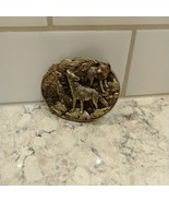 Vintage Belt Buckle Howling Wolf Pack 1981 SISKIYOU Pewter &amp; Brass High ... - $35.47 CAD