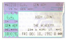 Body Count Ice T Concert Ticket Stub December 18 1992 New York City - £26.78 GBP