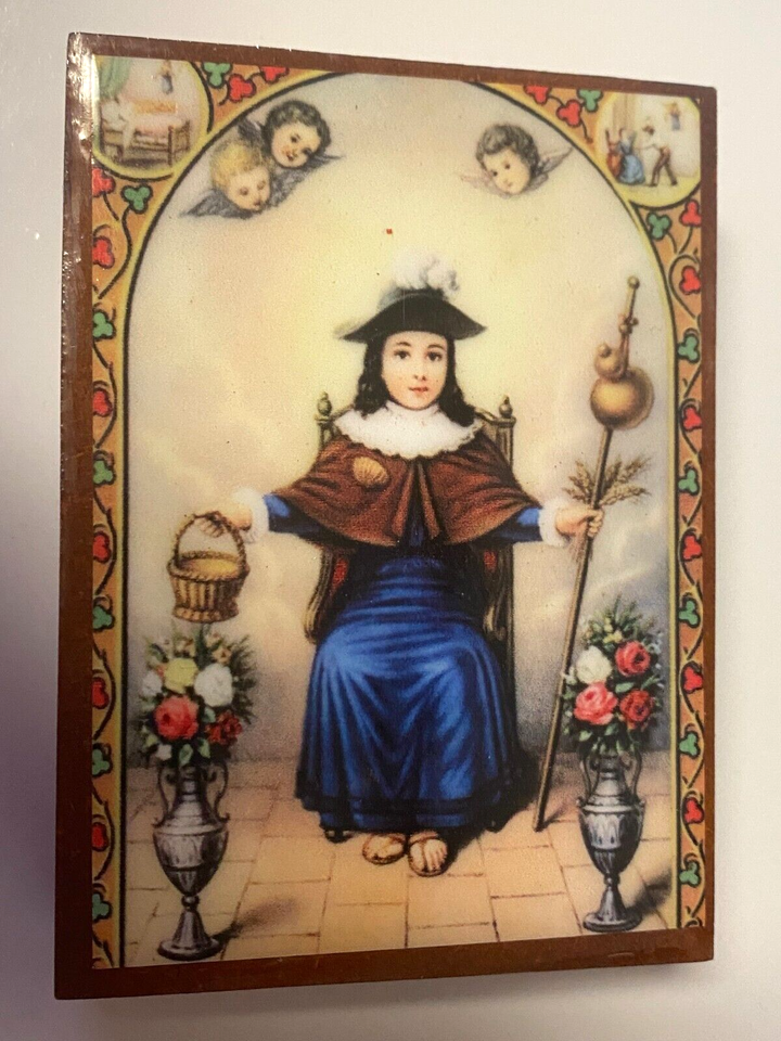 Santo Nino de Atocha Wood Rosary Box with Rosary, New from Colombia #L030