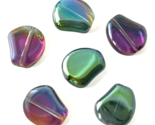20 pcs Hyacynth Bean Glass Beads Fuchsia Green 2 Tone Mirror Finish 15x13mm - $6.79
