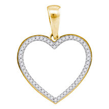 An item in the Jewelry & Watches category: Yellow-tone Sterling Silver Womens Round Diamond Heart Outline Pendant 1/6 Cttw