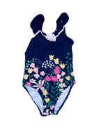 Janie and Jack Enchanted Lilly Sz 7 Floral &amp; Navy Blue Swimsuit One Piece - $24.00