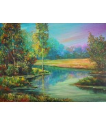 Original paintings natural landscape contemporary art streams trees forest - £199.58 GBP