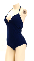 Jessica Simpson Blue One Piece Scalloped Neckline Swim Suit Women&#39;s Size L - £69.98 GBP