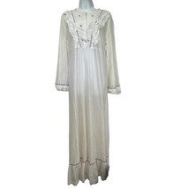 Vintage Poland Long Lace embroidered Lingerie Long Sleeve gown Dress Size M - £35.60 GBP