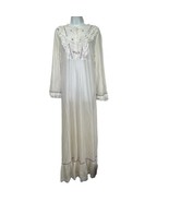 Vintage Poland Long Lace embroidered Lingerie Long Sleeve gown Dress Size M - £35.02 GBP