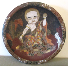 Japanese Edo Period Moriage Slip Pottery Charger Plate Deity Immortal - $1,781.01