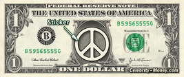 PEACE SIGN on REAL Dollar Bill Cash Money Bank Note Currency Celebrity $ - $166.68 MXN