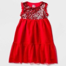 Girls&#39; Adaptive Sleeveless Sequin Tulle Dress - Cat &amp; Jack Red XS - $18.99