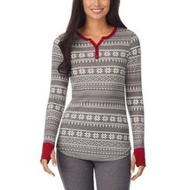 Cuddl Duds Donna Grigio Fair Isle Stretch Termico Manica Lunga Con Collo... - $13.98