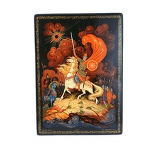 Large 1982 Kholui Lacquer Box Russian Prince Igor Artist Signed 8&quot; x 6&quot; ... - $445.50