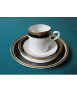 Richard Ginori Trio Coffee Cup Saucer  Plate Black And Gold Original [95h] - $2,000.54 MXN