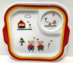 Vintage 1986 Peco Boy and Girl Bear Divded Melamine Childs Plate 9.75 x 9 in - £11.62 GBP