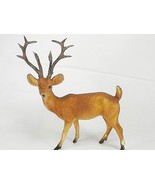 Vintage 16 POINT WHITETAIL DEER BUCK STATUE FIGURINE Felt Covered 8&quot;W x 9&quot;T - £12.03 GBP