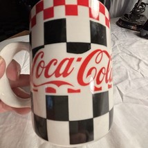 Gibson Coca Cola Mug Cup 3 7/8&quot; Black Red Checkerboard Vintage 1997 - £15.79 GBP