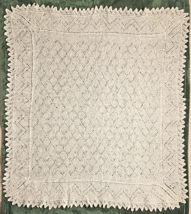 Mohair Wool Crochet Blanket Ivory Lace Afghan Hand Made Diamond Knit Throw 49x50 - £39.53 GBP