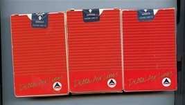 3 Delta Air Lines Red Sealed Decks of Playing Cards - £18.99 GBP