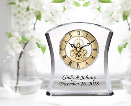 Etch Personalize Crystal Clock Engrave Anniversary Gift Wedding Present Congrats - £131.19 GBP