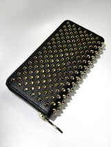 Christian Louboutin Panettone Black Leather Wallet with gold spikes - £306.89 GBP