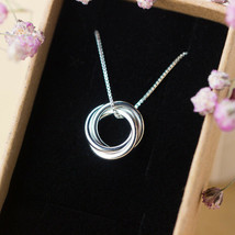 Intersect Three Round Circle Snarls 925 Silver Pendant Necklace Women&#39;s ... - $87.51