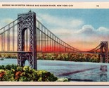 George Washington Bridge New York City NY NYC UNP Unused Linen Postcard I15 - $3.02