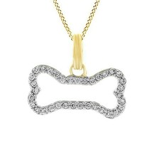 0.10Ct Round Moissanite 14K Yellow Gold Plated Dog Bone Pendant Necklace Jewelry - £45.87 GBP