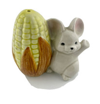 Fitz &amp; Floyd Salt Shaker Mouse Holding Corn White Yellow and Brown 2.5&quot;H - $9.74