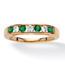 Womens Emerald And Cz Channel Set 18K Gold Over Sterling Silver Ring 6 7 8 9 10 - £162.38 GBP