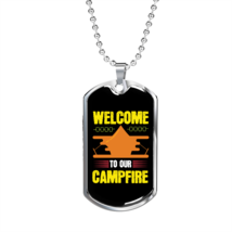 Camper Necklace Welcome to Our Campfire Orange Tent Necklace Stainless Steel or - £37.92 GBP+