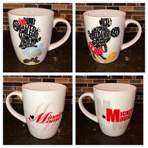 Mickey &amp; Minnie Mouse Set Favorite Words Cup Mug Disney Enesco 14oz His ... - $24.74