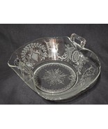 Antique GLASTONBURY Wedding Basket With Handles CAMBRIDGE Etched Art Glass - $17.98