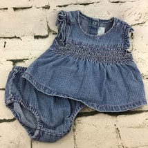 Please Mum Denim Outfit Dress Bottoms Baby Girl Sz 3 Mos - $9.89