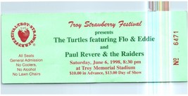 Vintage Paul Revere Il Raiders Il Turtles Ticket Stub Giugno 6 1998 Troy Ohio - $34.63