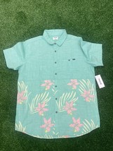 Hurley Malibu Block Short Sleeve Button Down Shirt Sz XL Green Floral NW... - $34.70