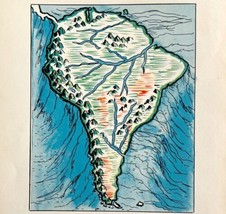1932 Map Print Van Loon South America Lithograph Geography Antique Art - £37.22 GBP