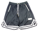 Puma Men&#39;s Large Gym Athletic Shorts black white stripe zip pockets draw... - $22.76
