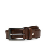 Dress full grain belt on brown vegan leather square frame buckle single tapered - $52.78