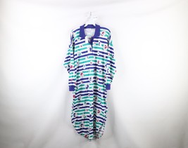 NOS Vintage 90s Streetwear Womens One Size Abstract Collared Night Gown ... - $49.45